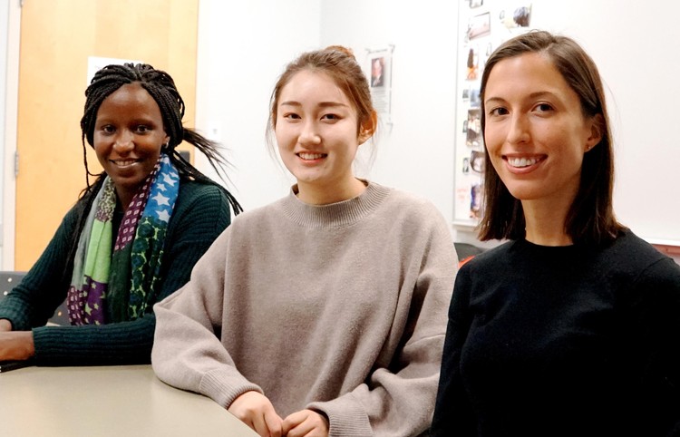 Graduate students Irene Onyango, Yu Feng and Claire Doll from the Department of Resource Economics and Environmental Sociology in the UAlberta Faculty of ALES. 