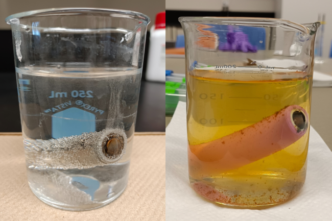 Samples of batteries during hydrometallurgical processing